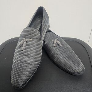 STACY ADAMS Tazewell Tassel Plain Toe Slip-on Gray Size 13 Wide Dress Shoe